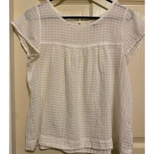 Universal Thread round neck gauzy white blouse M cap Sleeve Boho peasant cottage